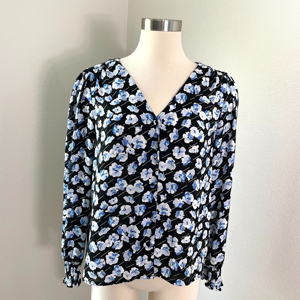 J Crew Womens 6 Floral Long Sleeve Boho Blouse V Neck Shirt Top